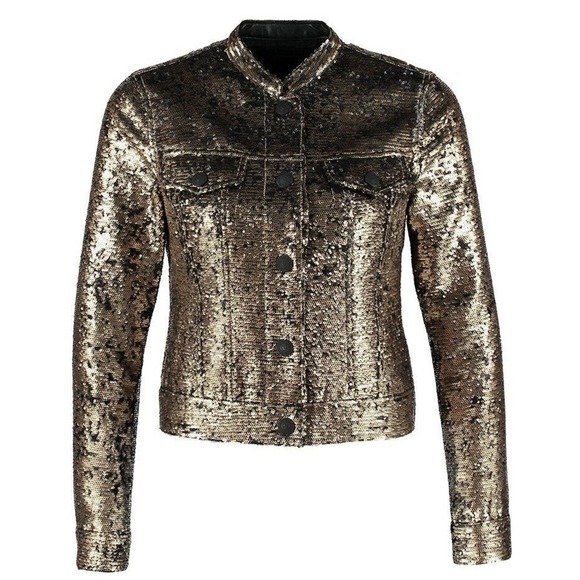 True Religion Reversible Sequin Dusty Jacket Coat Top Black/Gold XS Nwt $398 - Picture 1 of 10